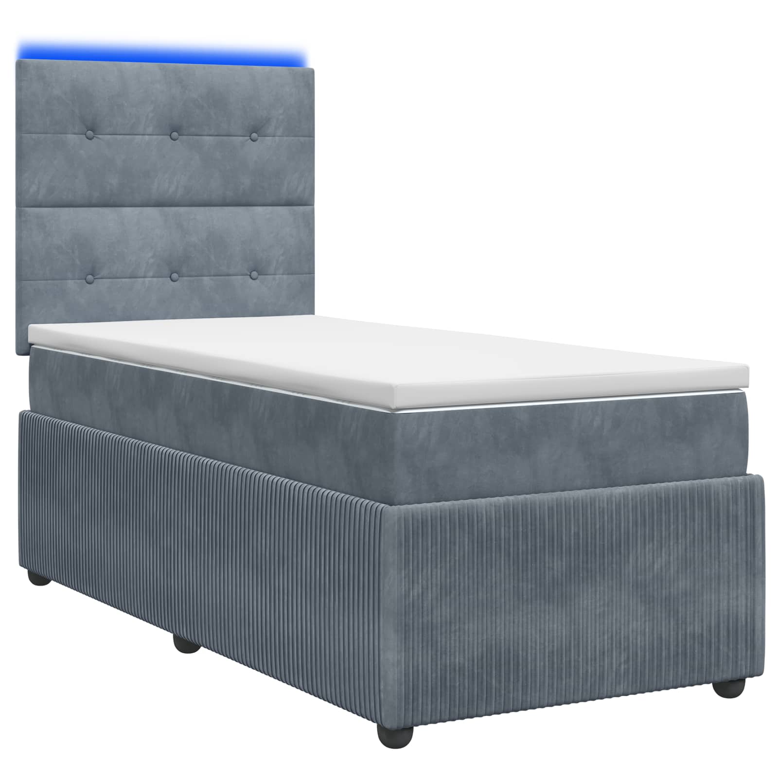 vidaXL LED Boxspring Bed met Matras Donkergrijs 90 x 190 cm Fluweel