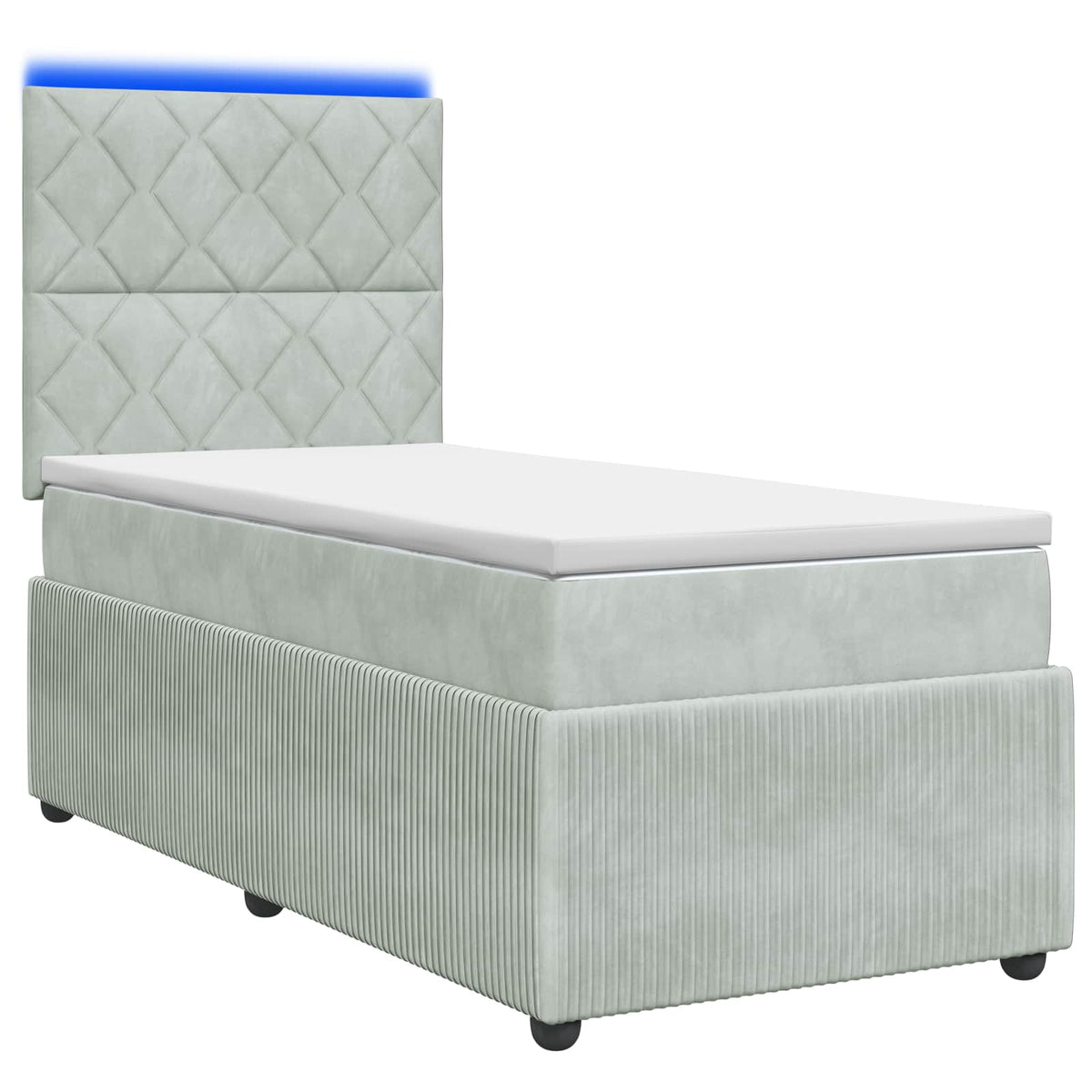 vidaXL LED Boxspring Bed met Matras Donkergrijs 90 x 190 cm Fluweel