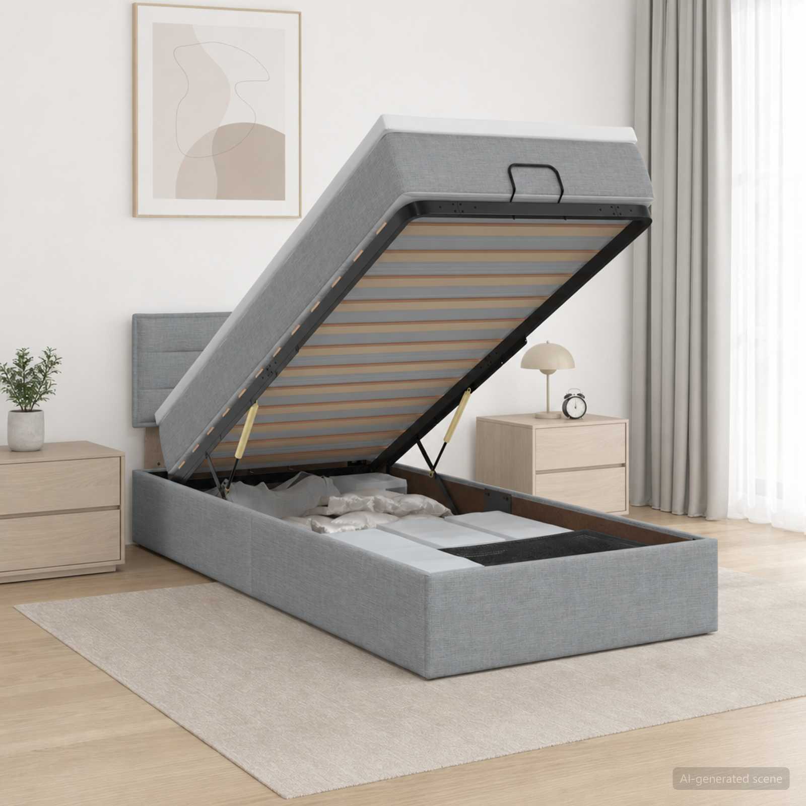 vidaXL Bed met matras 90x200 cm stof zwart