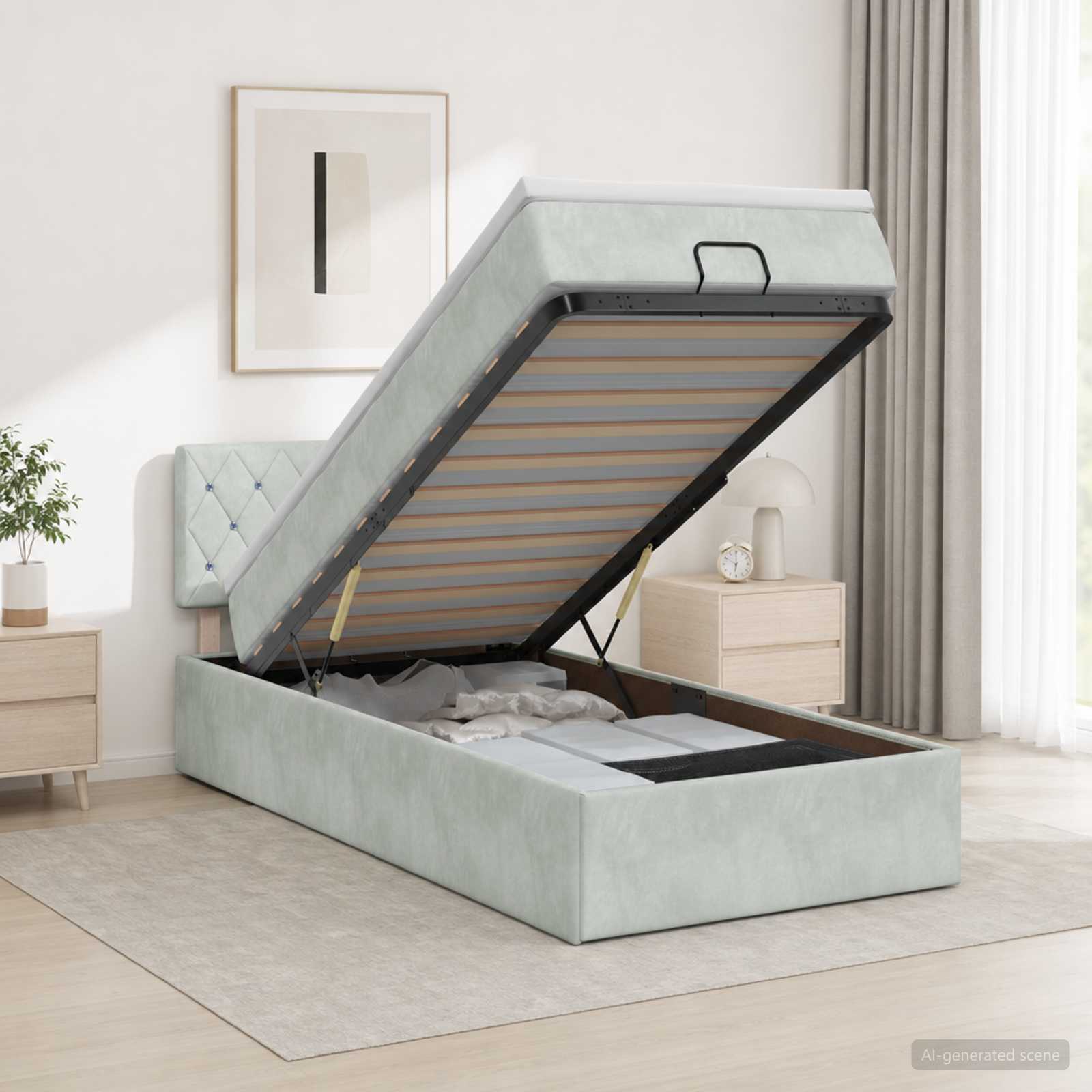 vidaXL Ottoman bed met matras 100x200 cm fluweel zwart