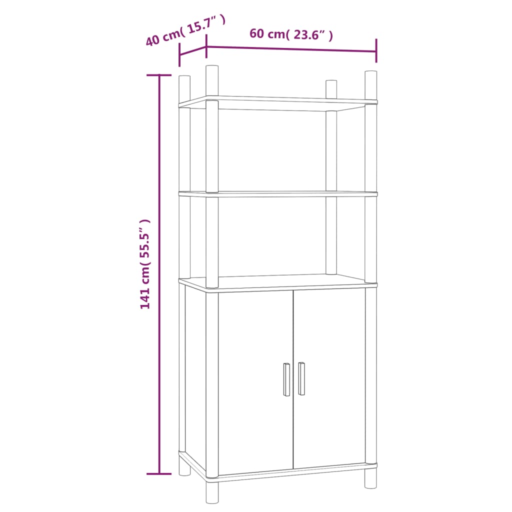 vidaXL Hoge kast 60x40x141 bewerkt hout wit
