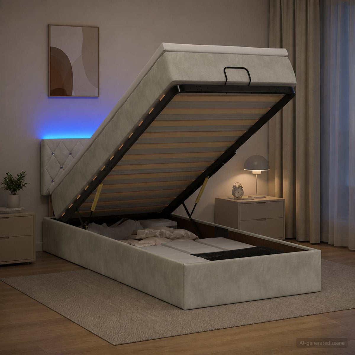 vidaXL Ottoman bed met matras en LED's 100x200 cm fluweel roze