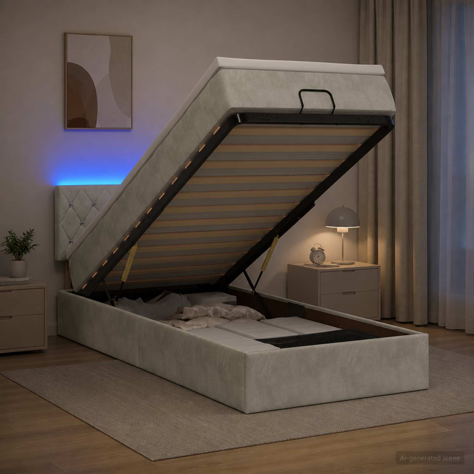 vidaXL Ottoman bed met matras en LED's 100x200 cm fluweel roze