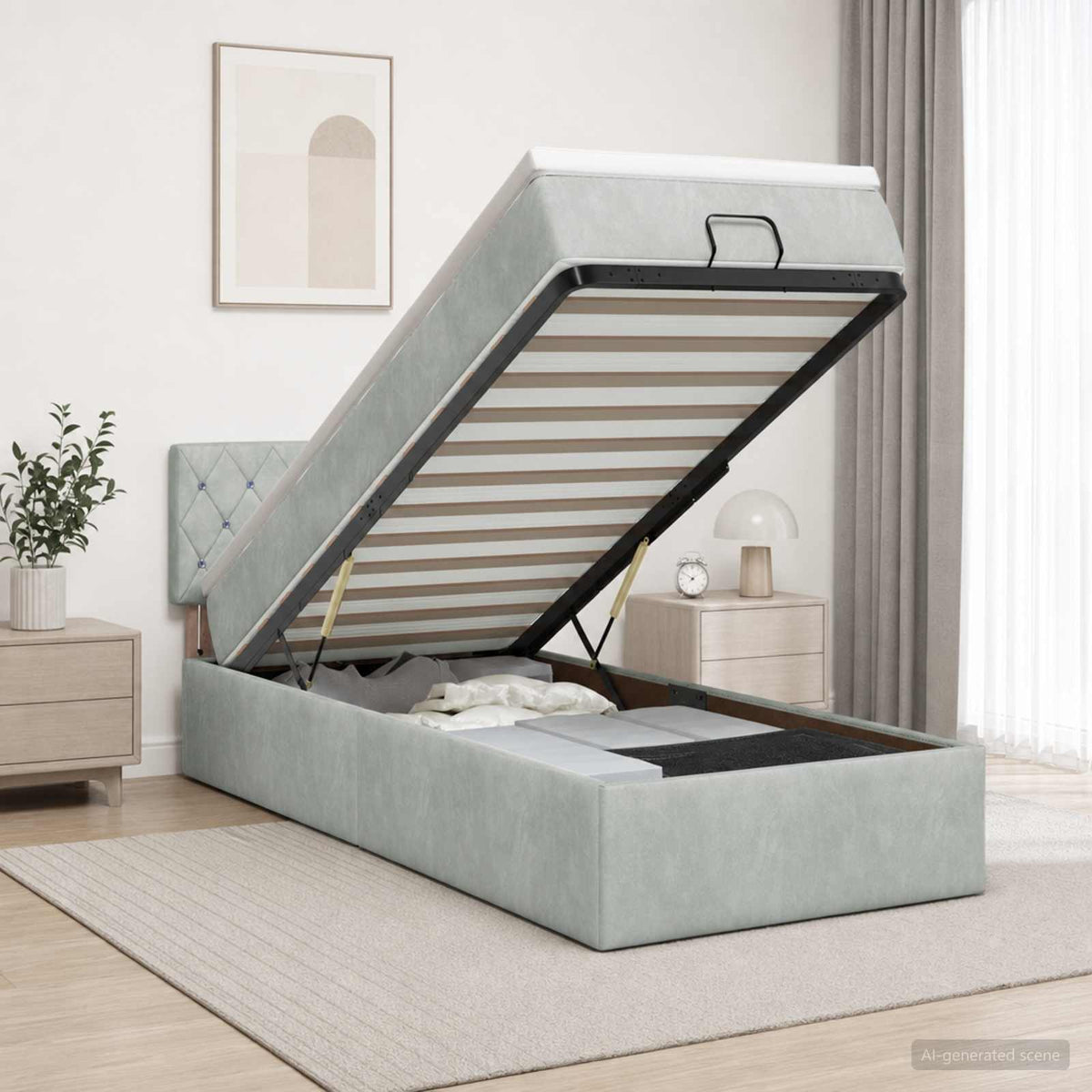 vidaXL Ottoman bed met matrassen 100x200cm fluweel roze