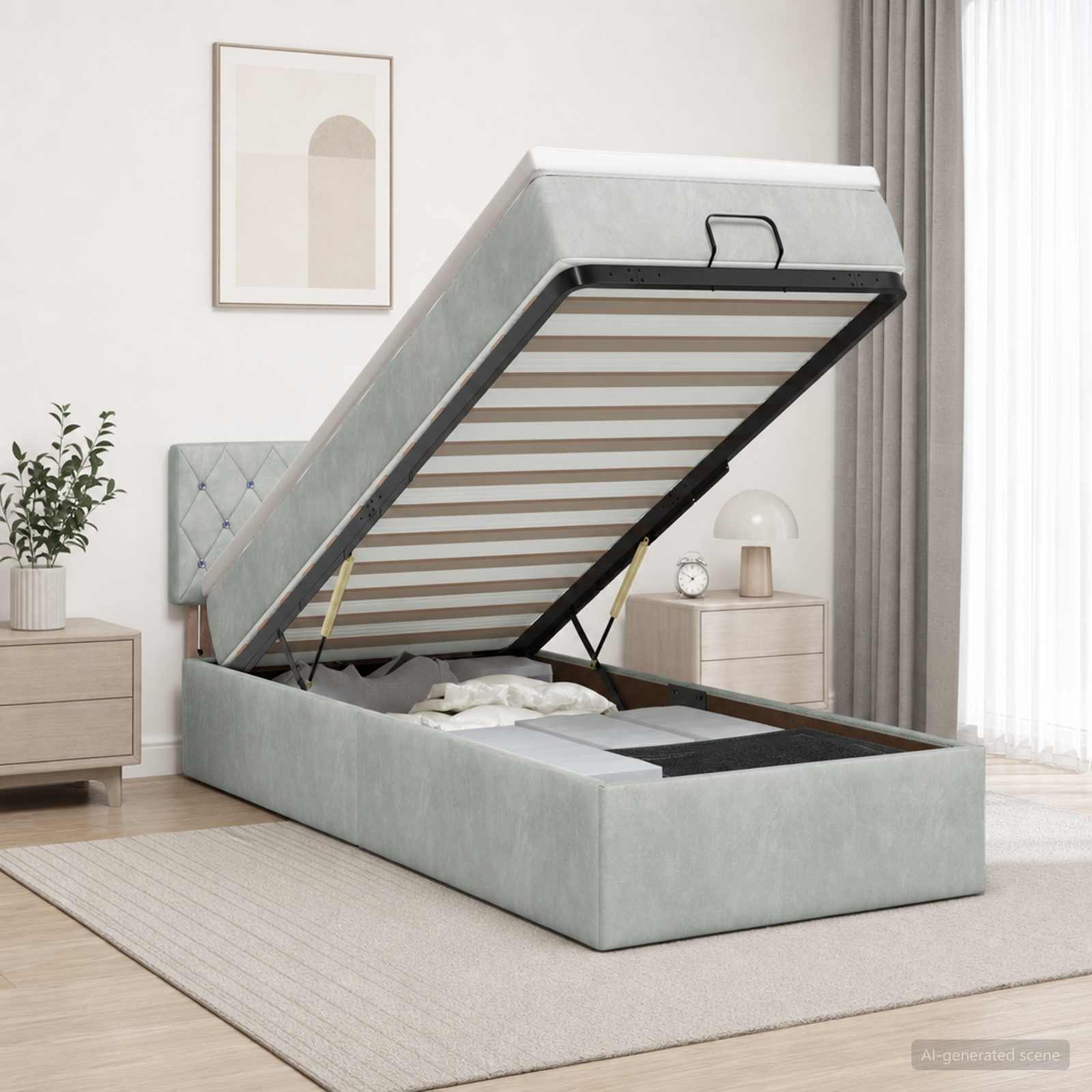 vidaXL Ottoman bed met matrassen 100x200cm fluweel roze