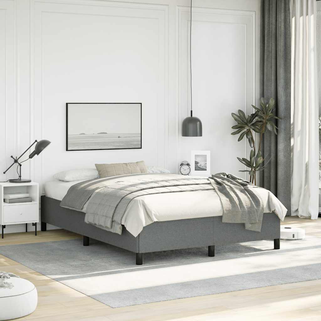 vidaXL Bedframe zonder matras donkergrijs 137x190 cm stof
