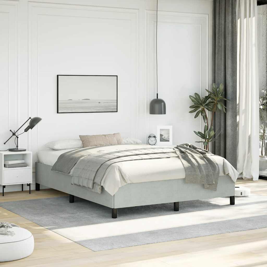 vidaXL Bedframe zonder matras lichtgrijs 152x203 cm Queen fluweel
