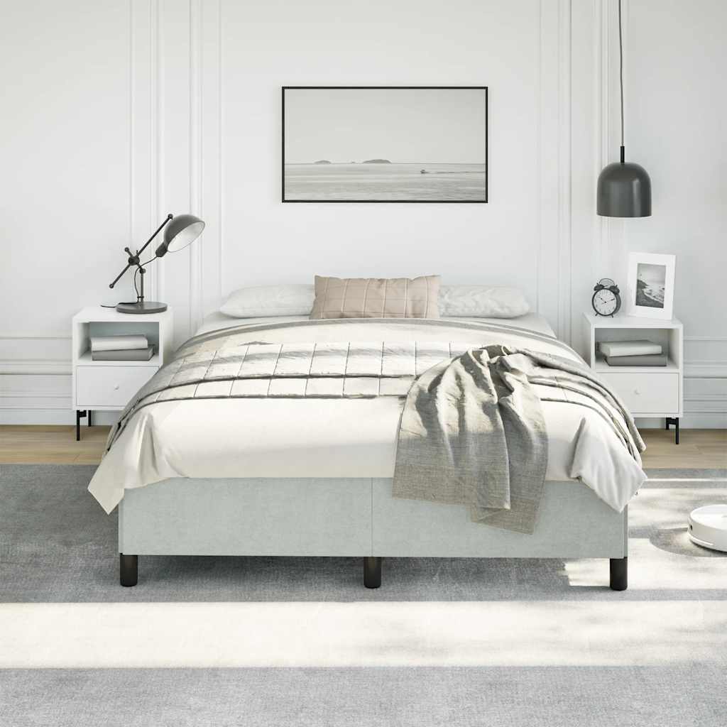 vidaXL Bedframe zonder matras lichtgrijs 152x203 cm Queen fluweel