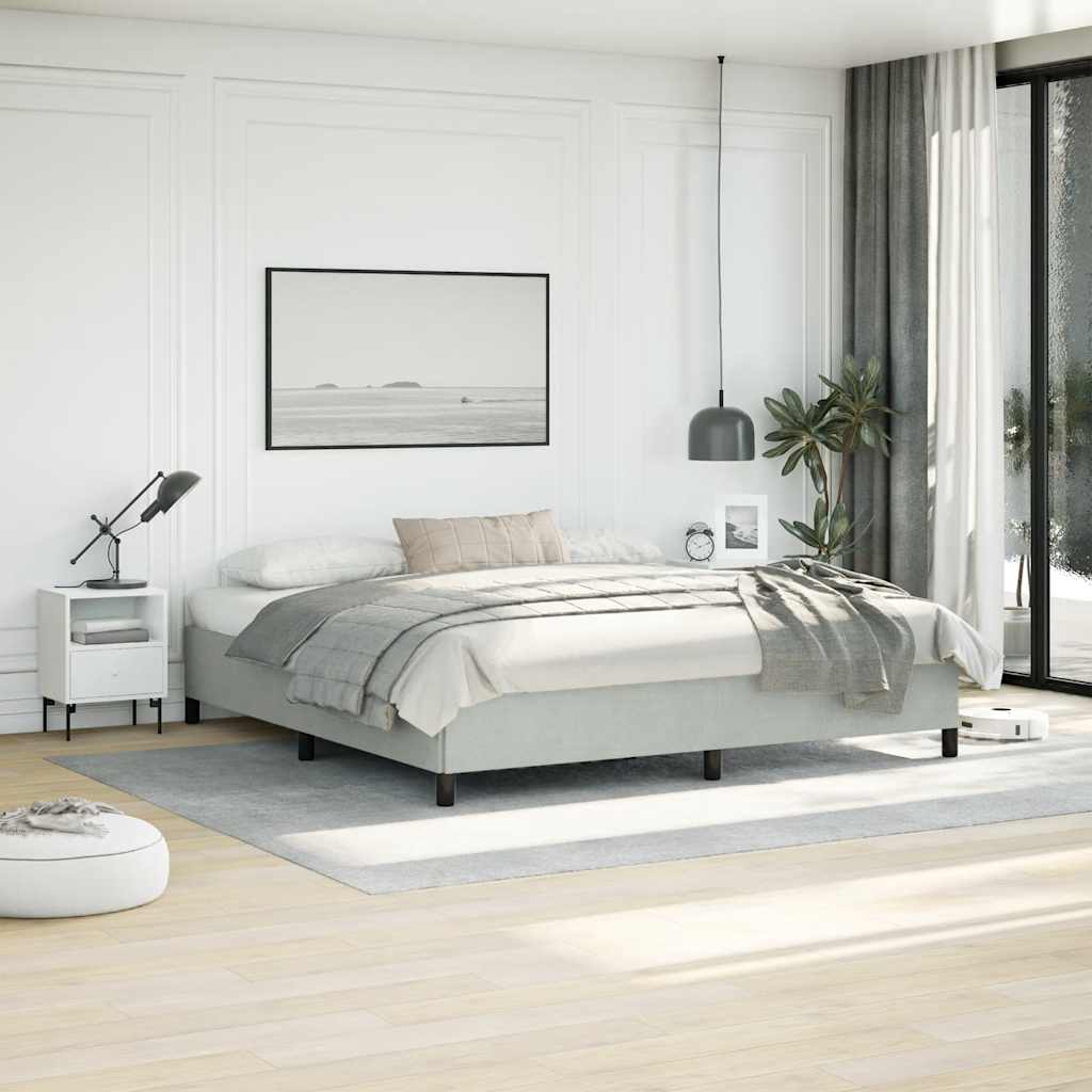vidaXL Bedframe zonder matras lichtgrijs 152x203 cm Queen fluweel