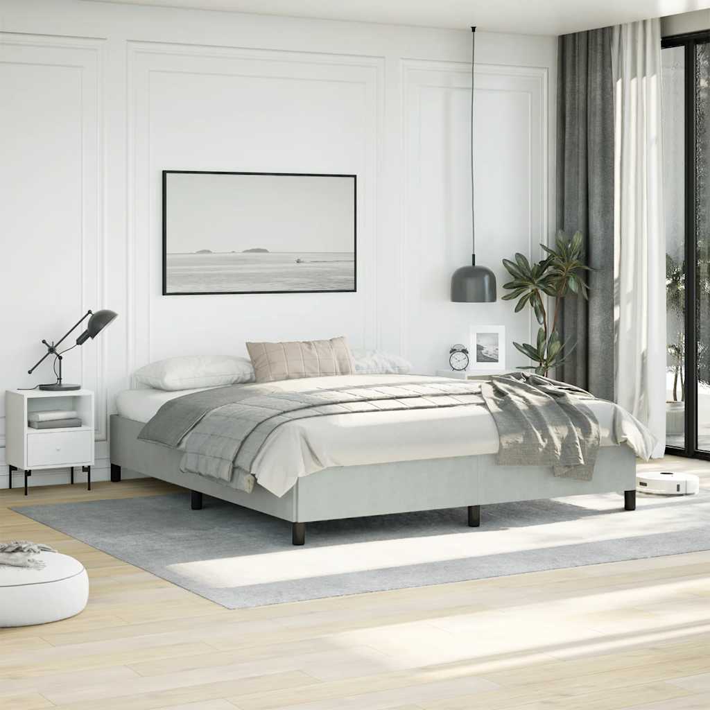 vidaXL Bedframe zonder matras lichtgrijs 152x203 cm Queen fluweel