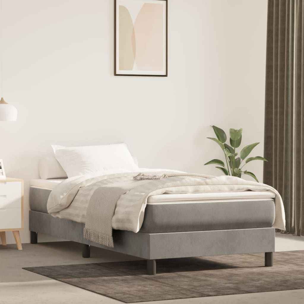 vidaXL Pocketveringmatras medium king 193x203x20 cm fluweel lichtgrijs