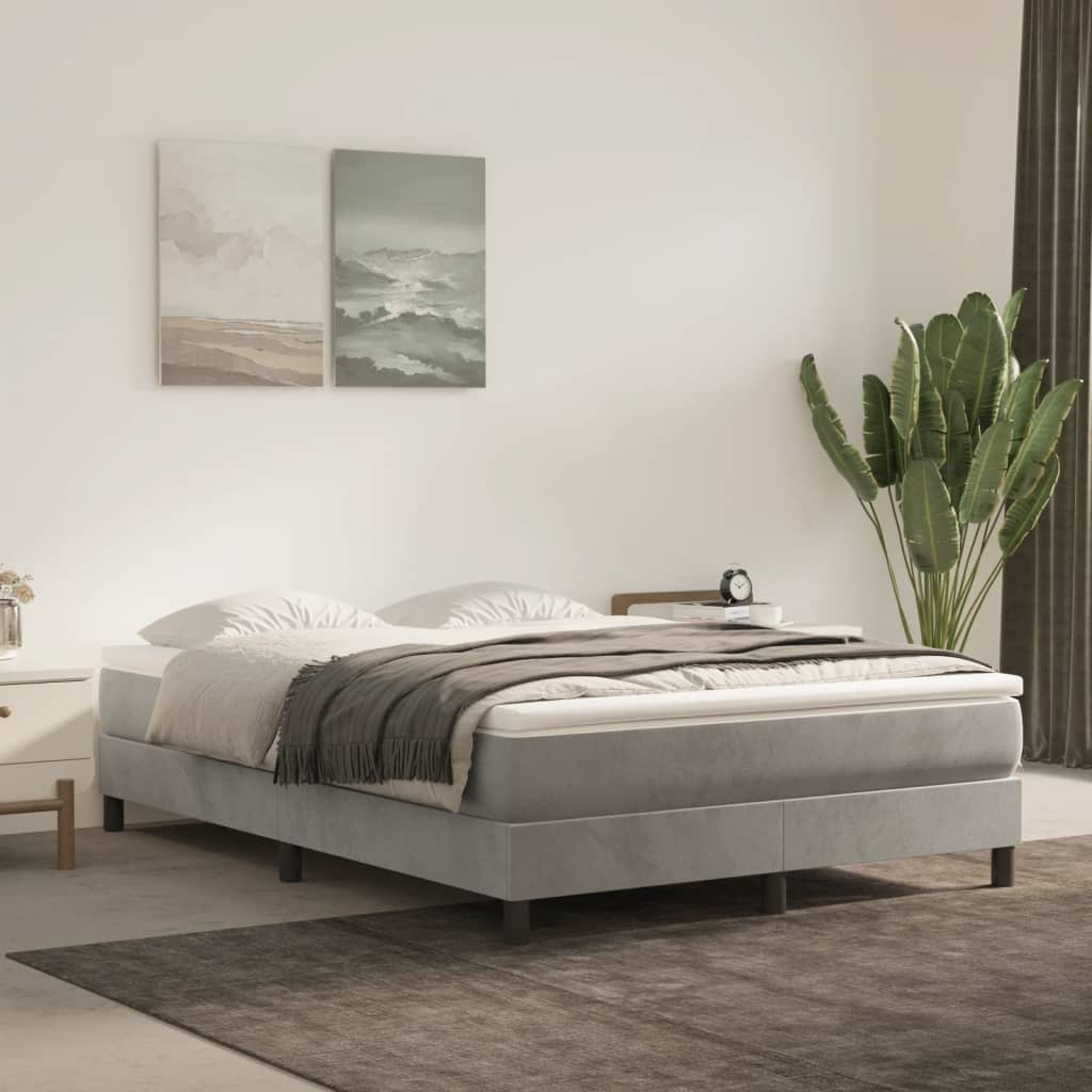vidaXL Pocketveringmatras medium king 193x203x20 cm fluweel lichtgrijs