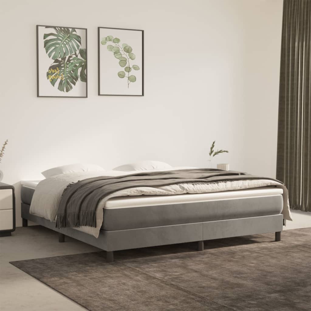 vidaXL Pocketveringmatras medium king 193x203x20 cm fluweel lichtgrijs