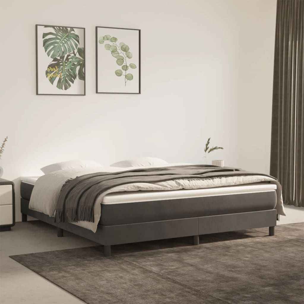 vidaXL Pocketveringmatras medium king 193x203x20 cm fluweel lichtgrijs
