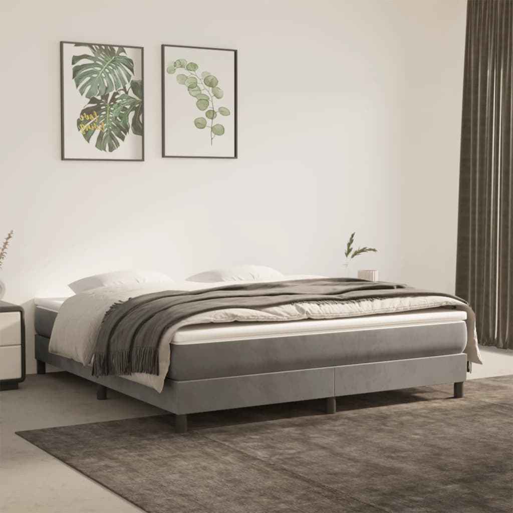 vidaXL Pocketveringmatras medium king 193x203x20 cm fluweel lichtgrijs
