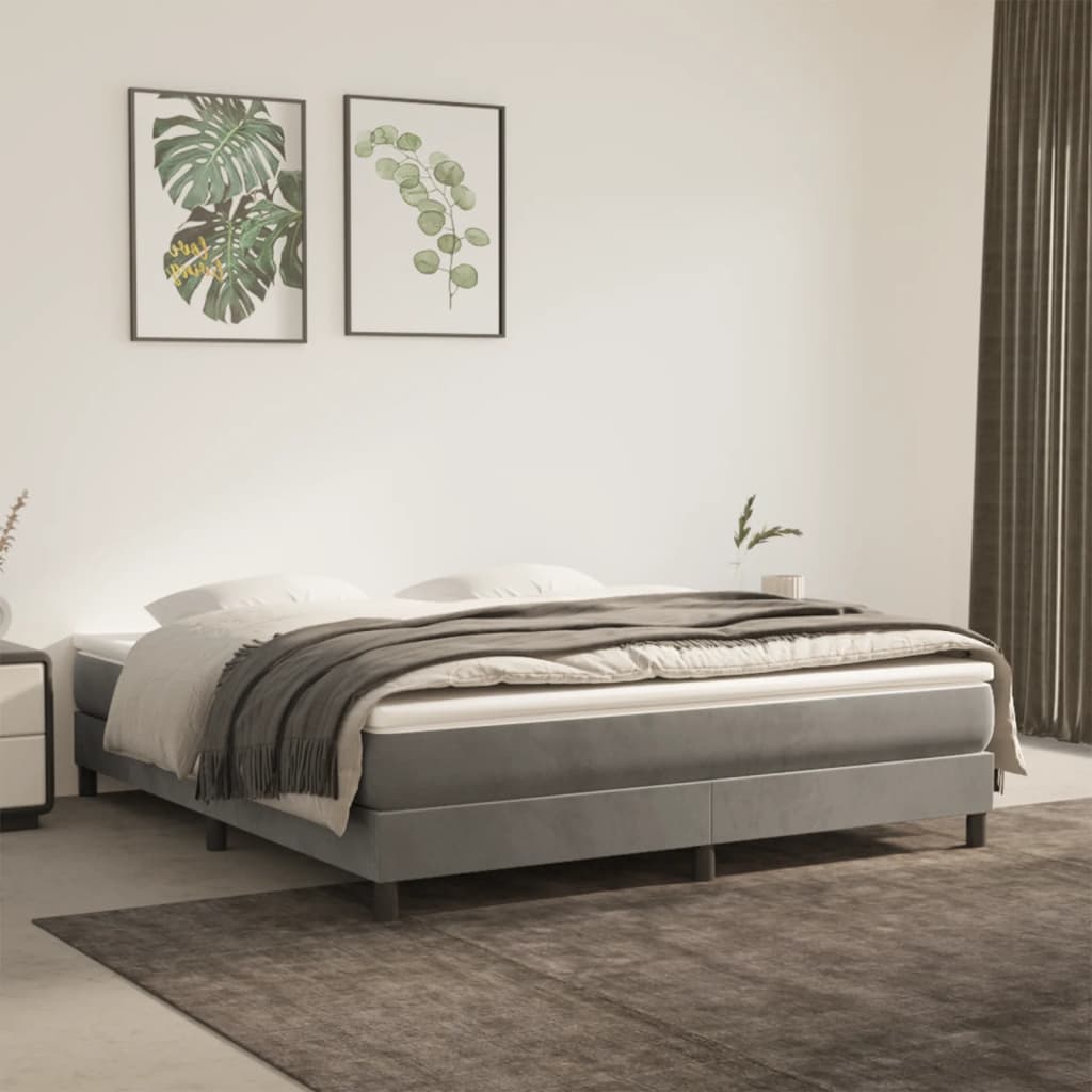 vidaXL Pocketveringmatras medium king 193x203x20 cm fluweel lichtgrijs