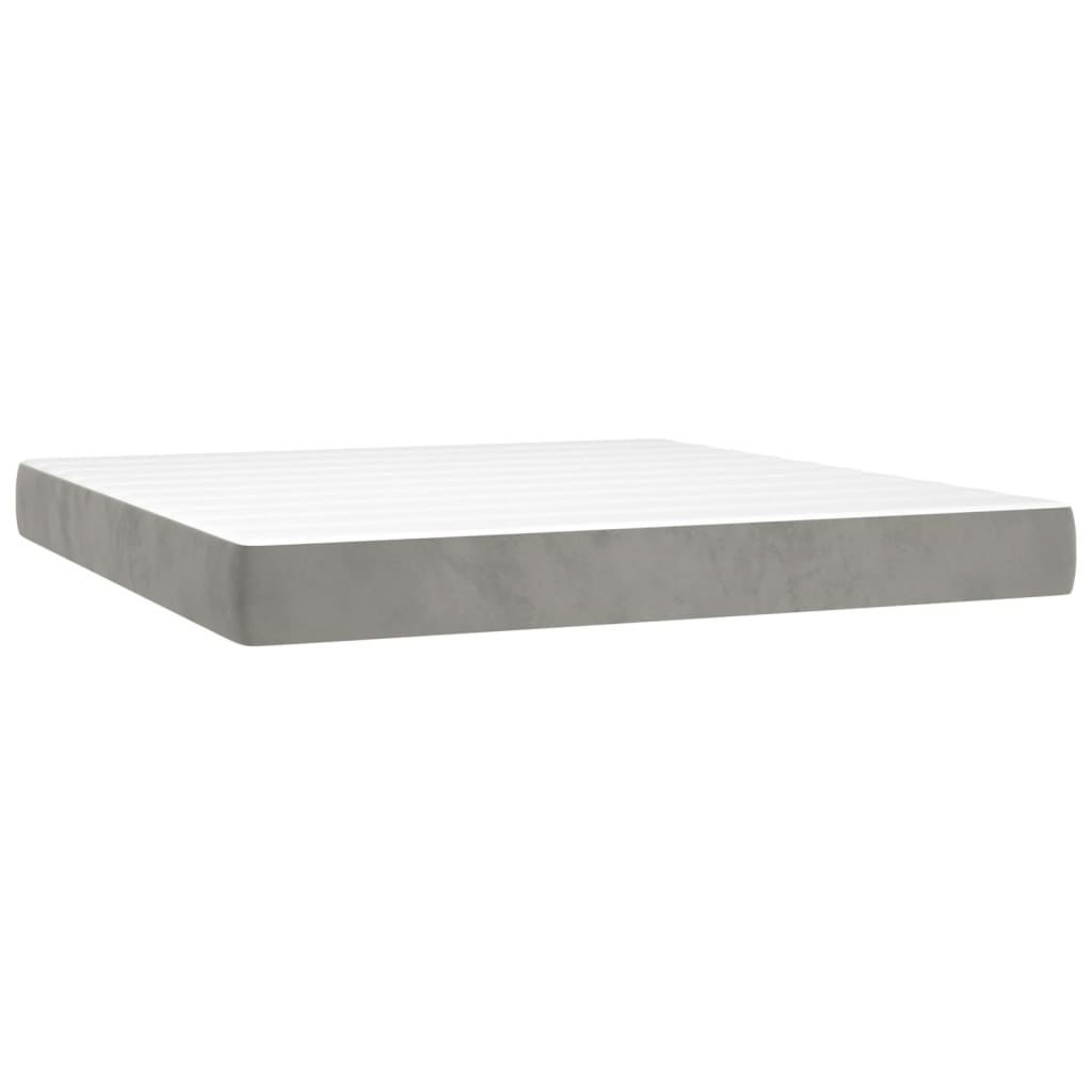 vidaXL Pocketveringmatras medium king 193x203x20 cm fluweel lichtgrijs