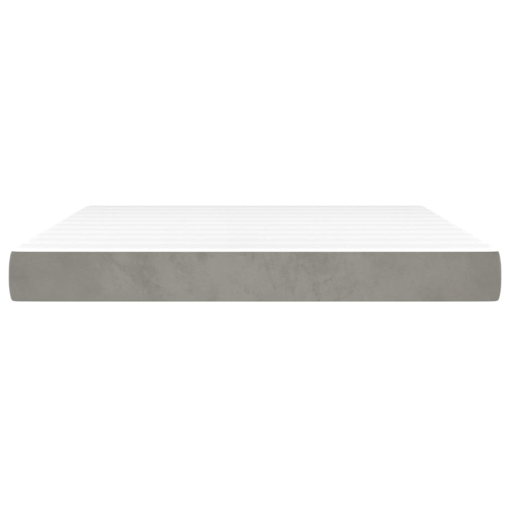 vidaXL Pocketveringmatras medium king 193x203x20 cm fluweel lichtgrijs
