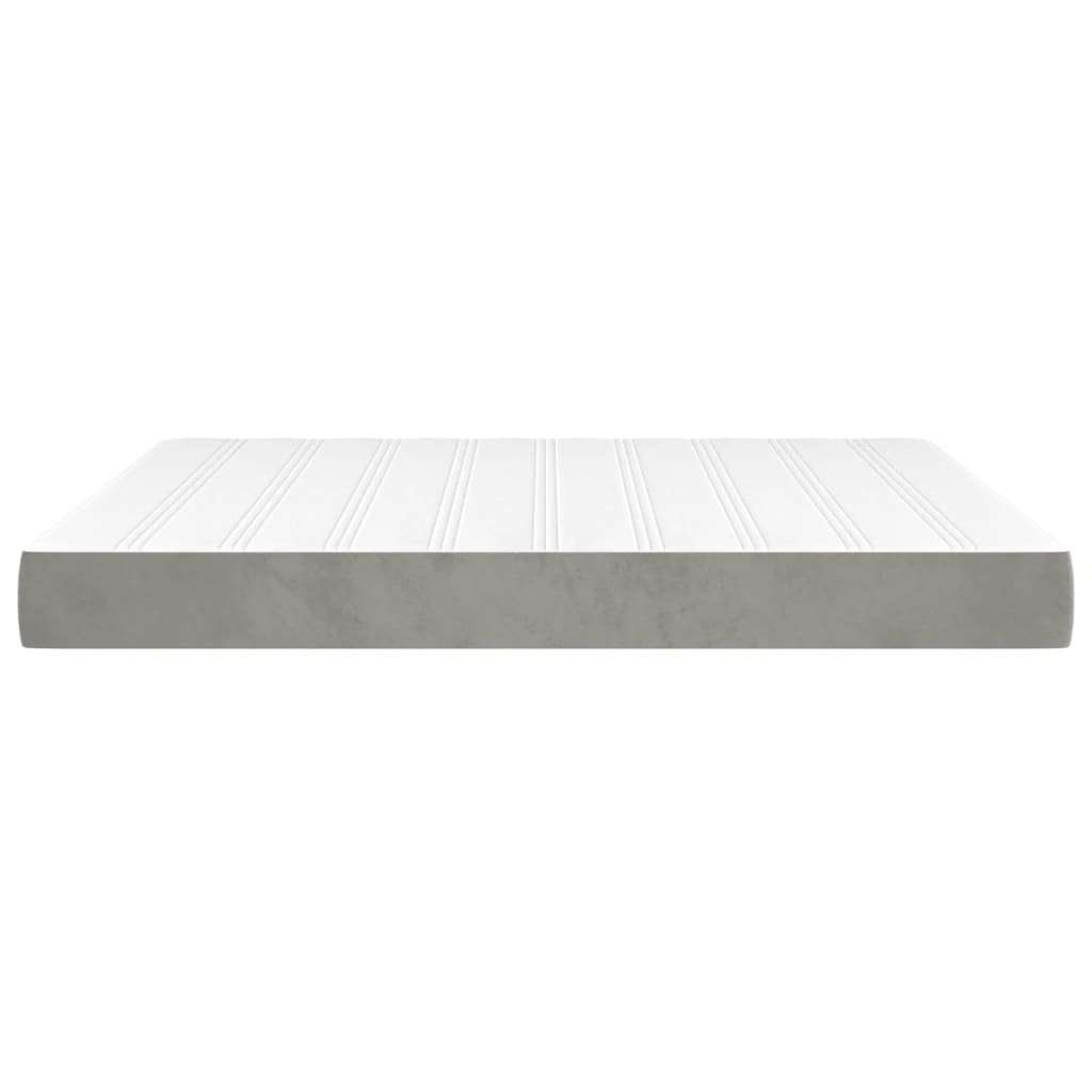 vidaXL Pocketveringmatras medium king 193x203x20 cm fluweel lichtgrijs