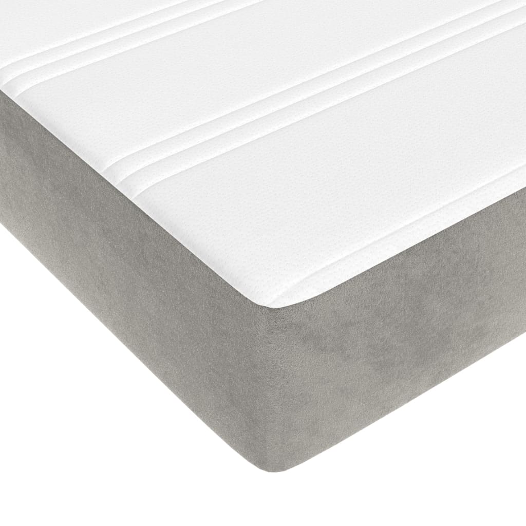 vidaXL Pocketveringmatras medium king 193x203x20 cm fluweel lichtgrijs
