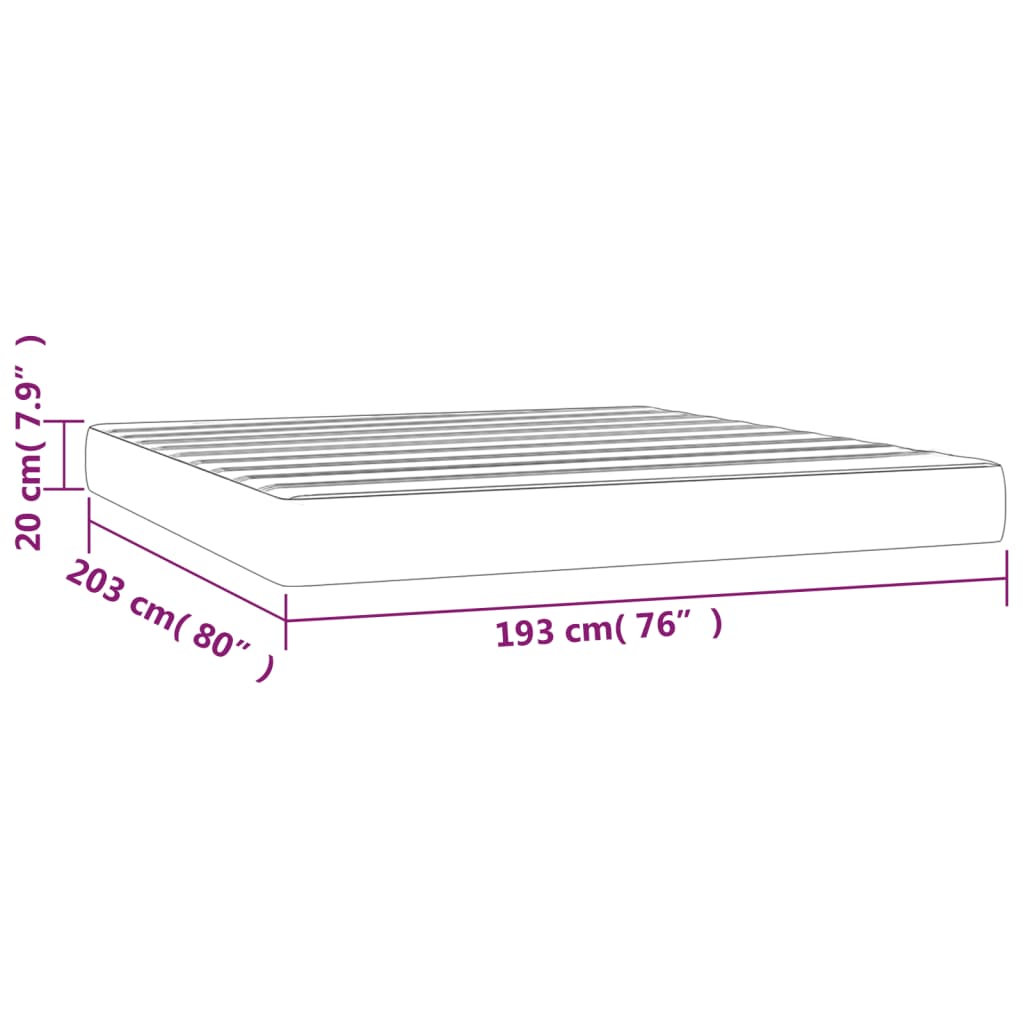 vidaXL Pocketveringmatras medium king 193x203x20 cm fluweel lichtgrijs