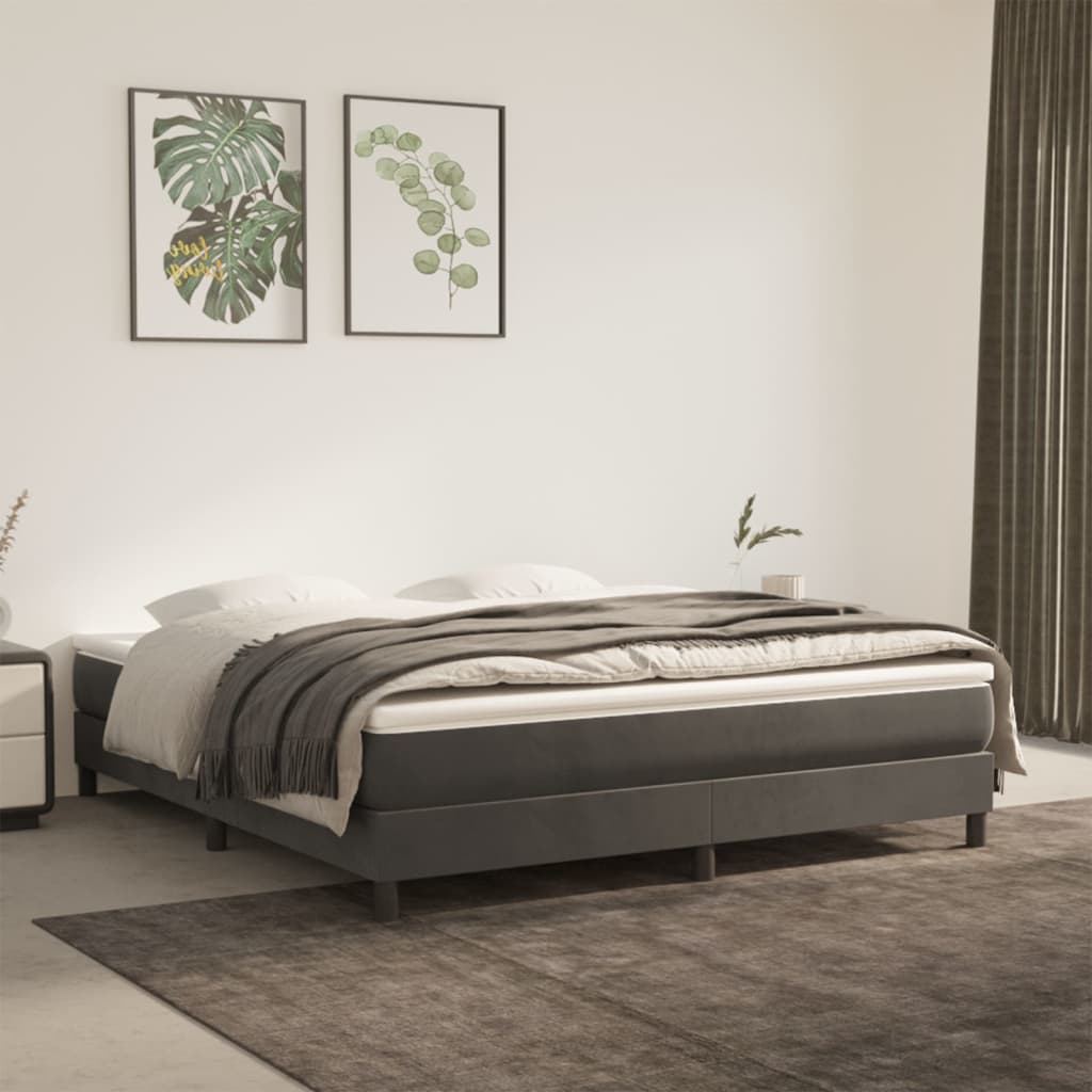 vidaXL Pocketveringmatras medium king 193x203x20 cm fluweel lichtgrijs
