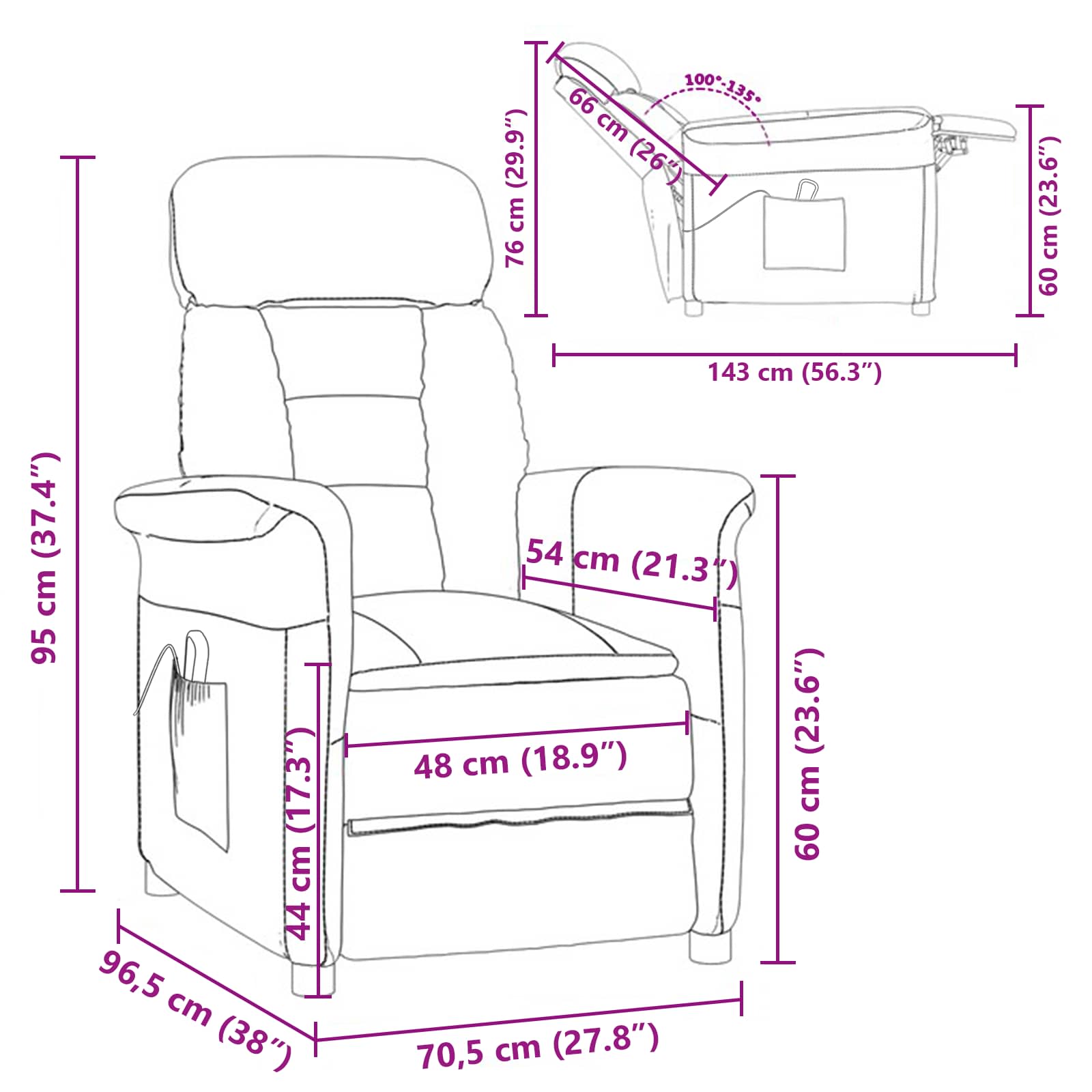 vidaXL Massagestoel microvezelstof bruin
