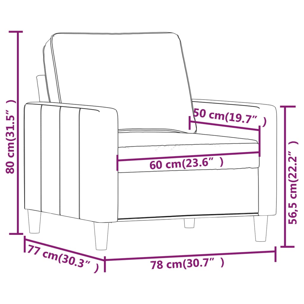 vidaXL Fauteuil 60 cm fluweel donkergrijs