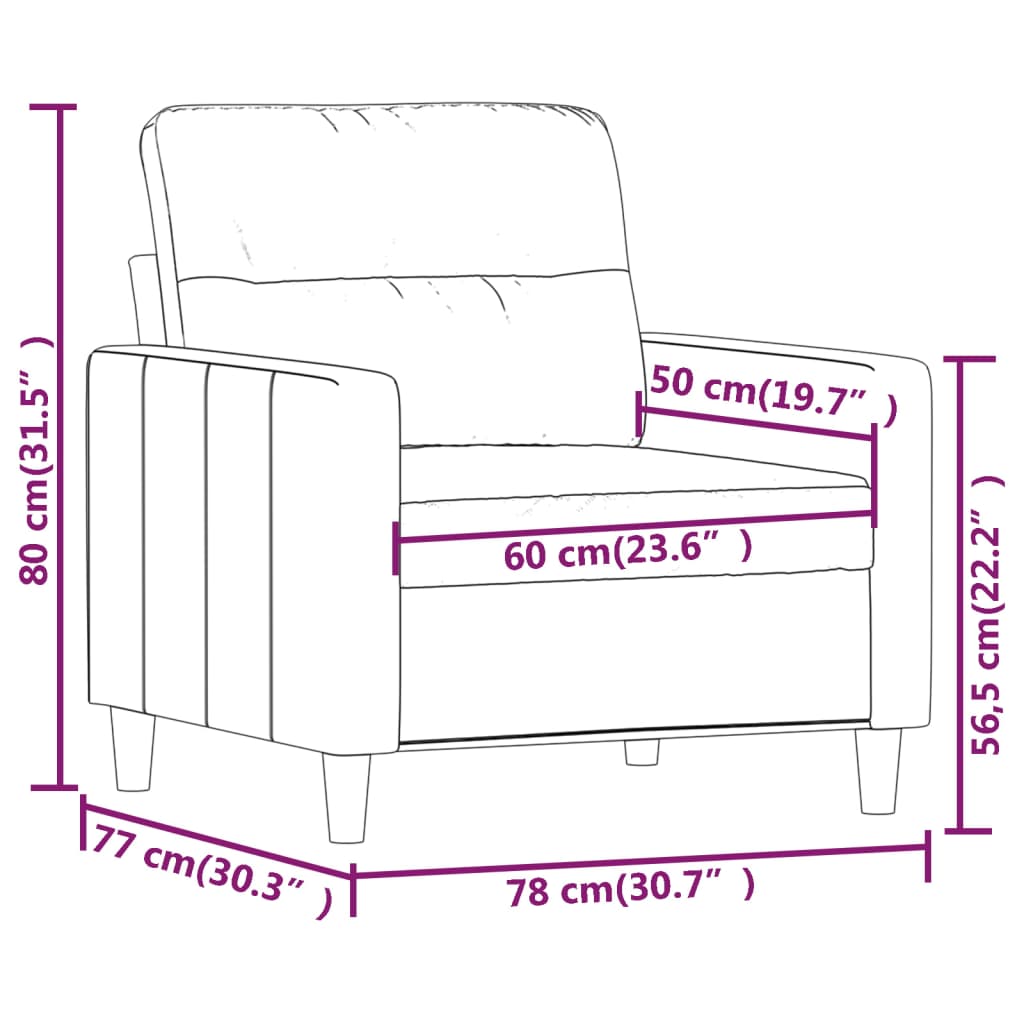 vidaXL Fauteuil 60 cm stof lichtgrijs