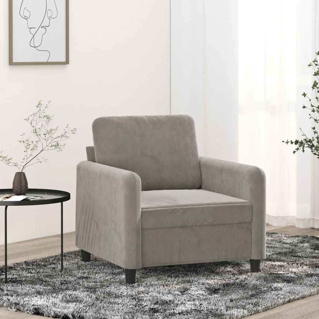 vidaXL Fauteuil 60 cm fluweel lichtgrijs