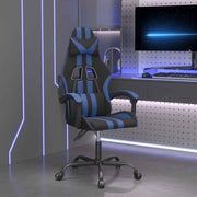 vidaXL Gamestoel draaibaar kunstleer zwart en blauw