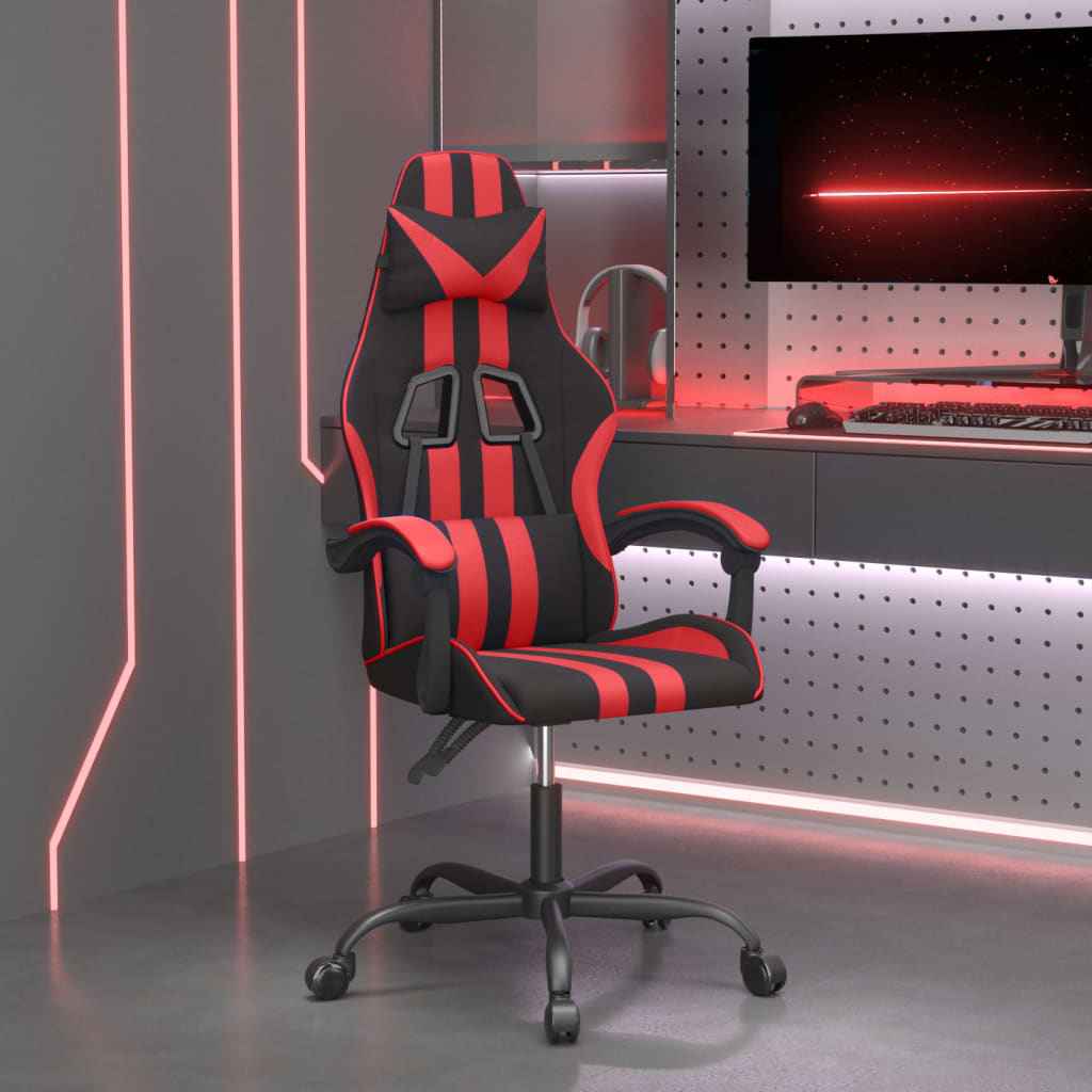 vidaXL Gamestoel draaibaar kunstleer zwart en blauw
