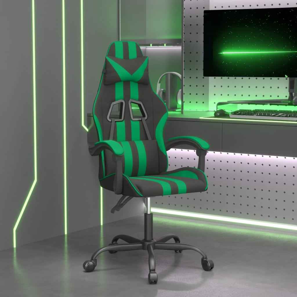 vidaXL Gamestoel draaibaar kunstleer zwart en blauw