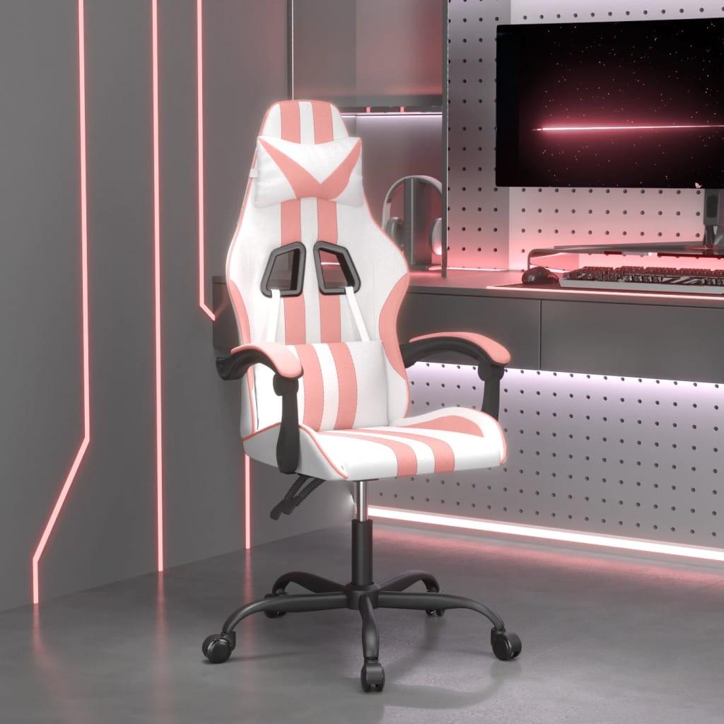 vidaXL Gamestoel draaibaar kunstleer zwart en blauw