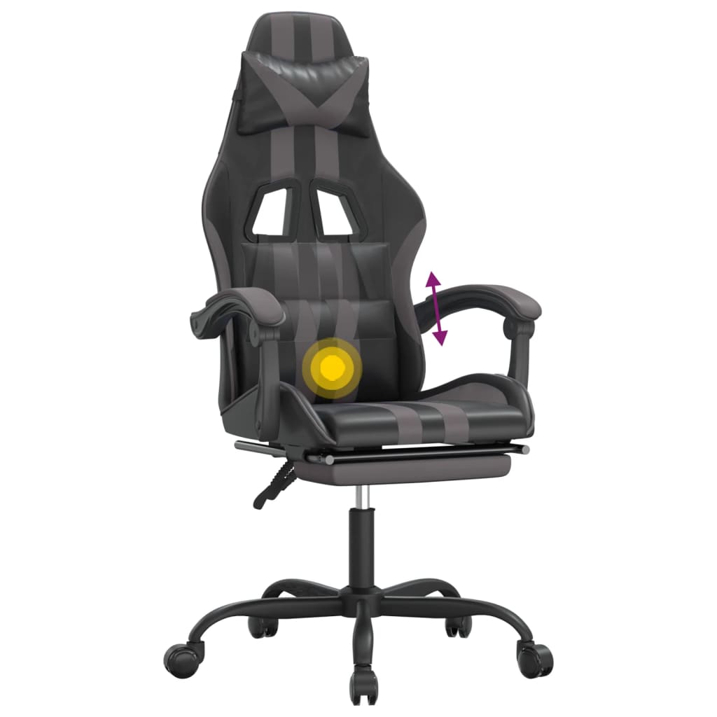 vidaXL Gamestoel draaibaar kunstleer zwart en blauw