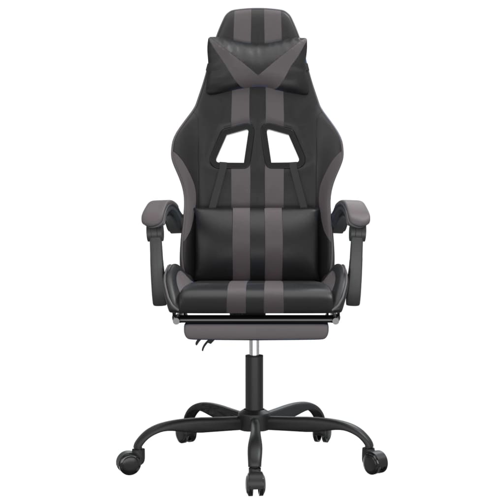 vidaXL Gamestoel draaibaar kunstleer zwart en blauw