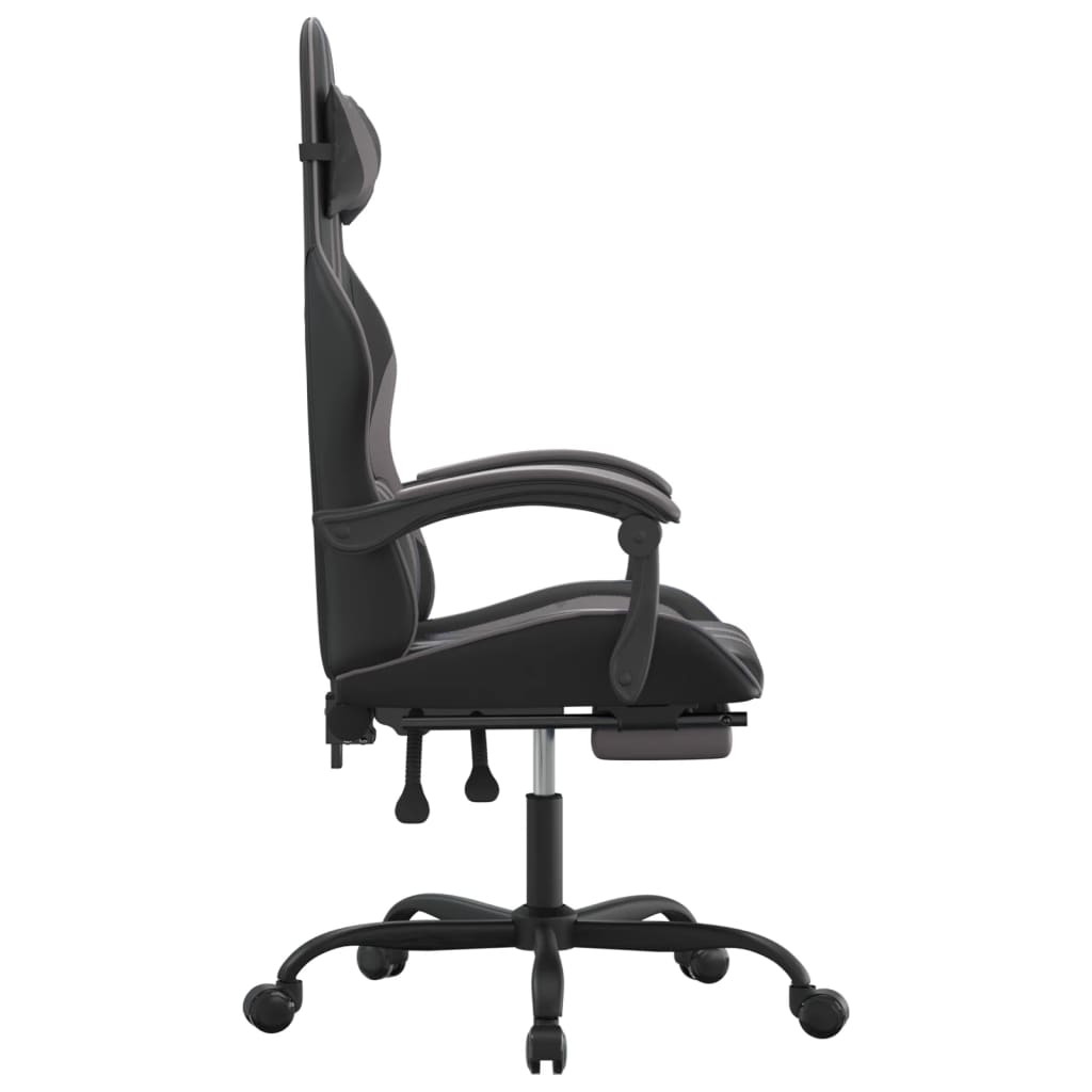 vidaXL Gamestoel draaibaar kunstleer zwart en blauw