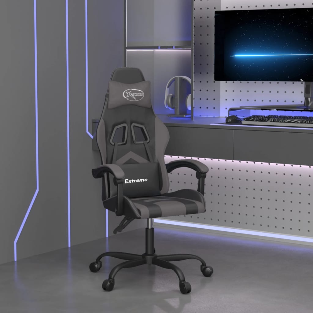 vidaXL Swivel Gaming Chair with Footrest Artificial Leather Black and Red
