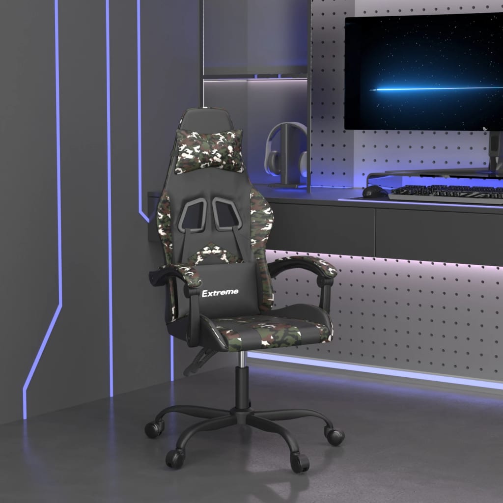 vidaXL Swivel Gaming Chair with Footrest Artificial Leather Black and Red