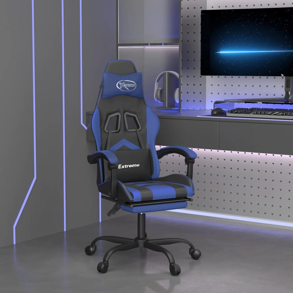 vidaXL Swivel Gaming Chair with Footrest Artificial Leather Black and Red