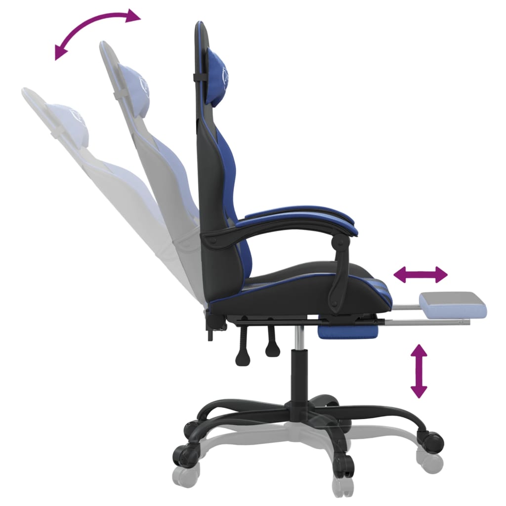 vidaXL Swivel Gaming Chair with Footrest Artificial Leather Black and Red