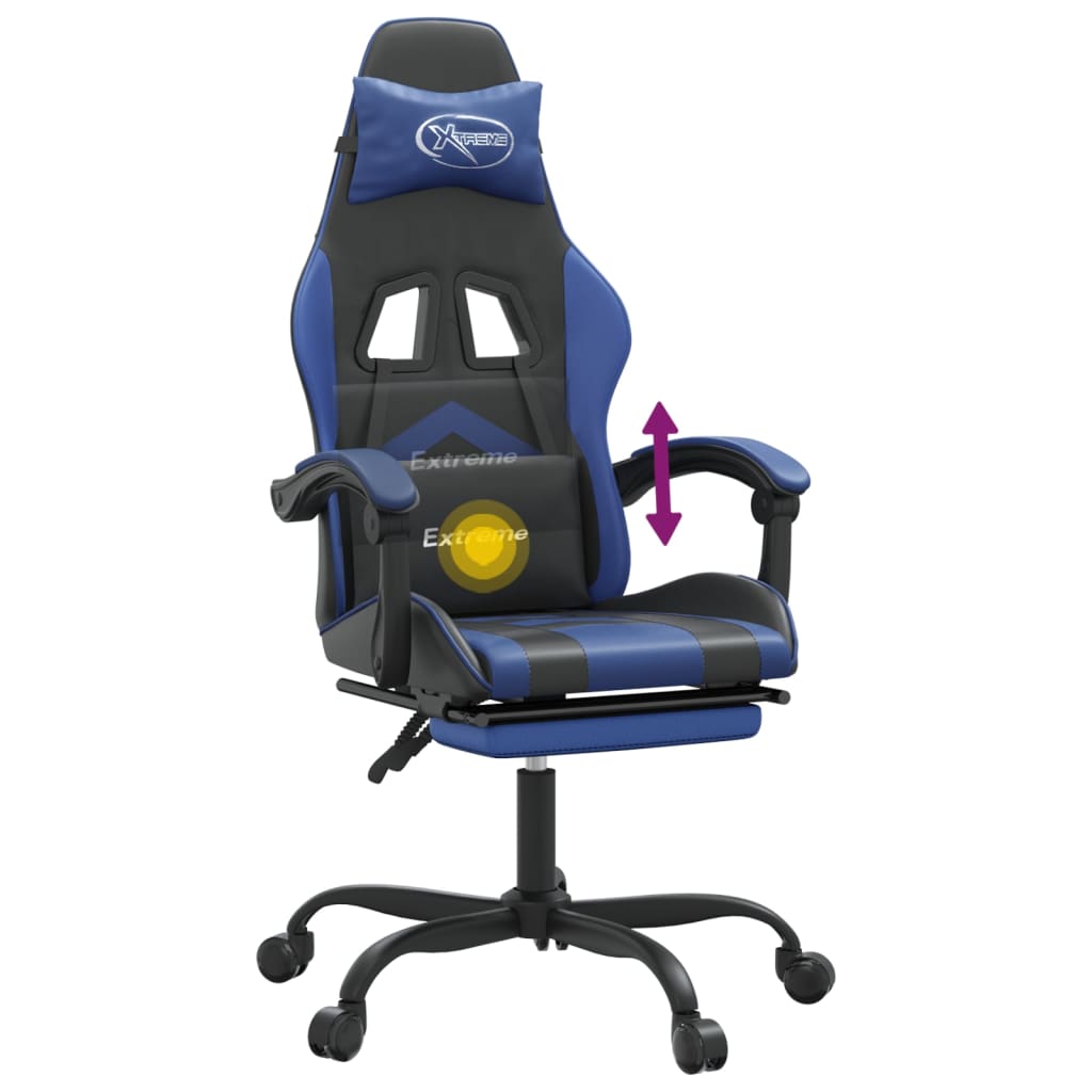 vidaXL Swivel Gaming Chair with Footrest Artificial Leather Black and Red
