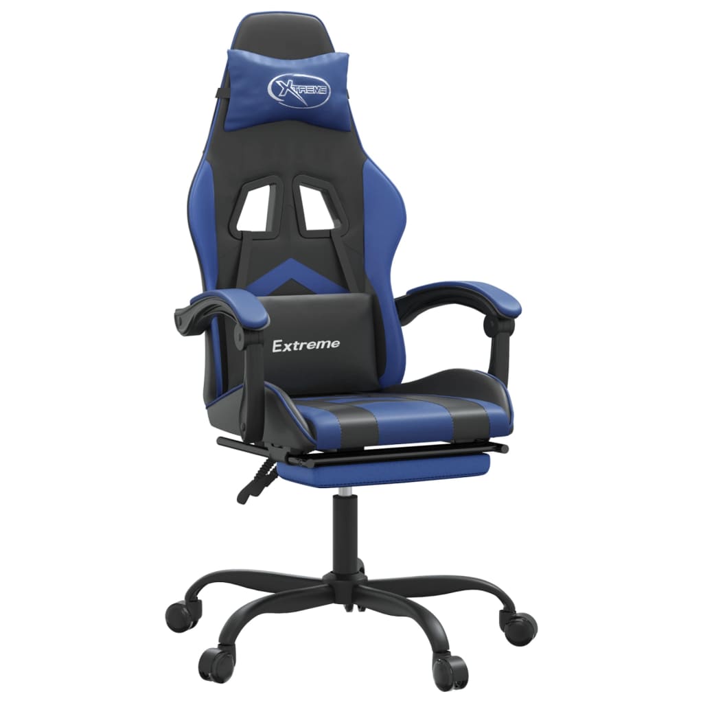 vidaXL Swivel Gaming Chair with Footrest Artificial Leather Black and Red