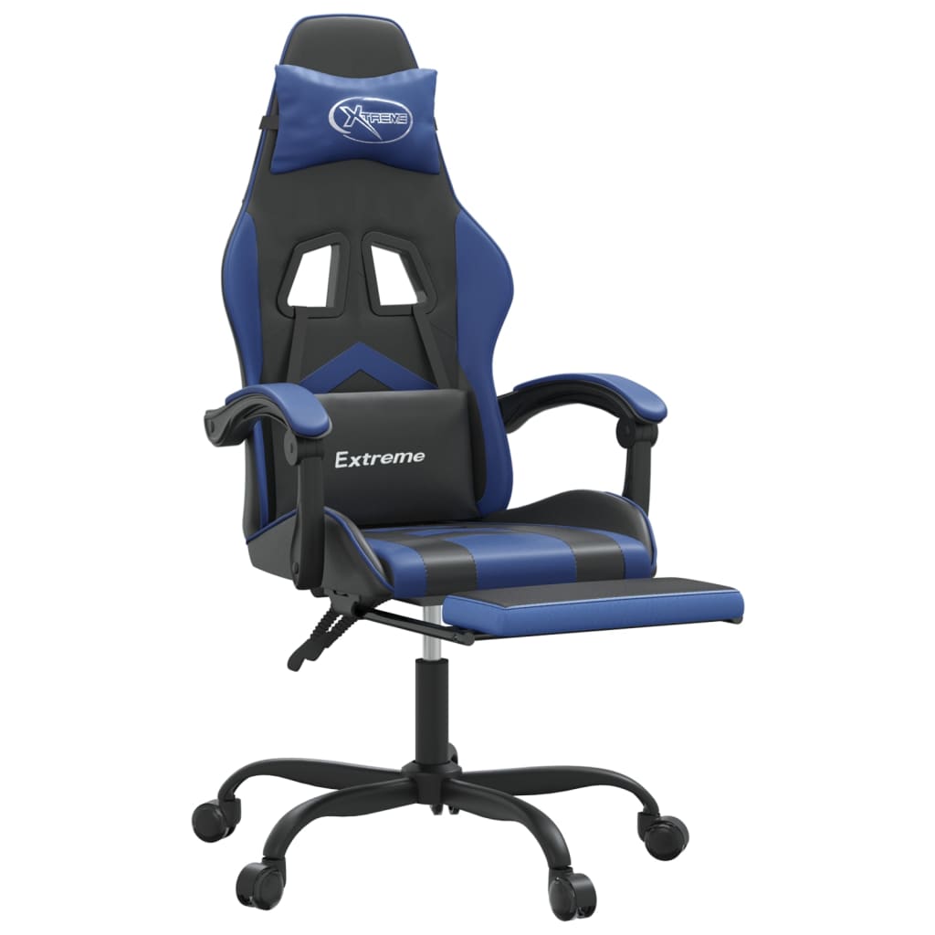 vidaXL Swivel Gaming Chair with Footrest Artificial Leather Black and Red
