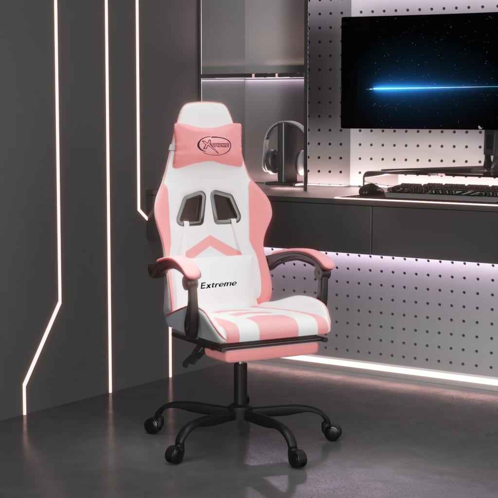 vidaXL Gamestoel draaibaar met voetensteun kunstleer zwart en rood