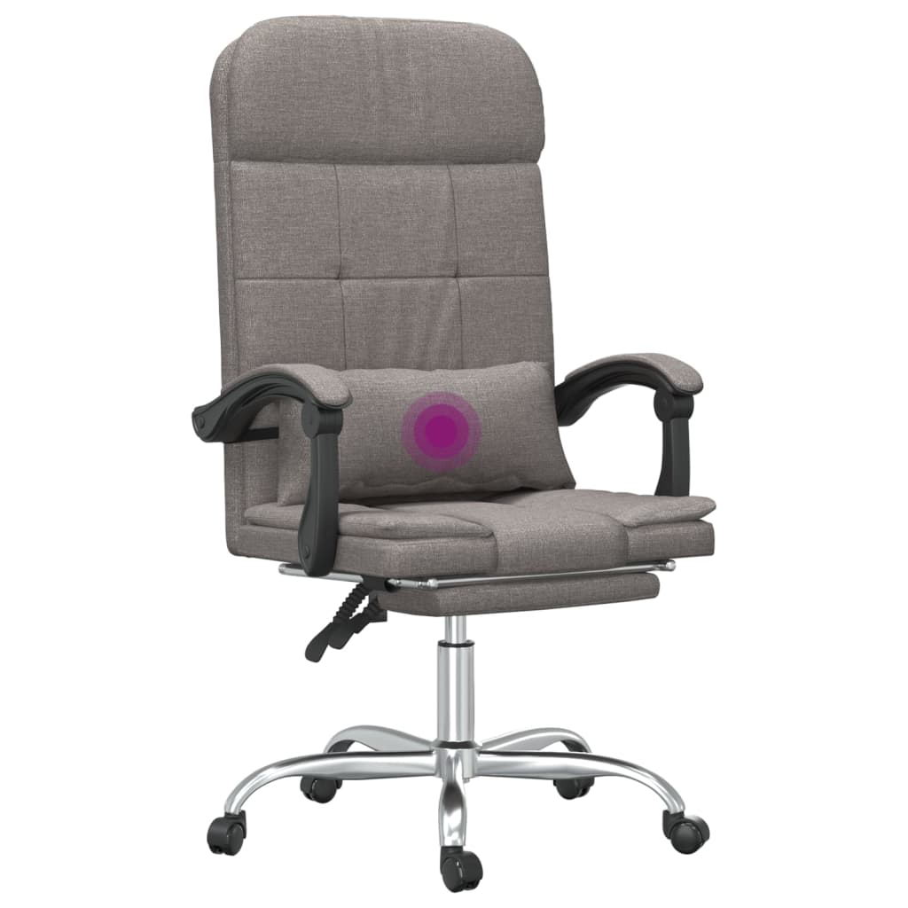 vidaXL Kantoorstoel massage verstelbaar stof taupe