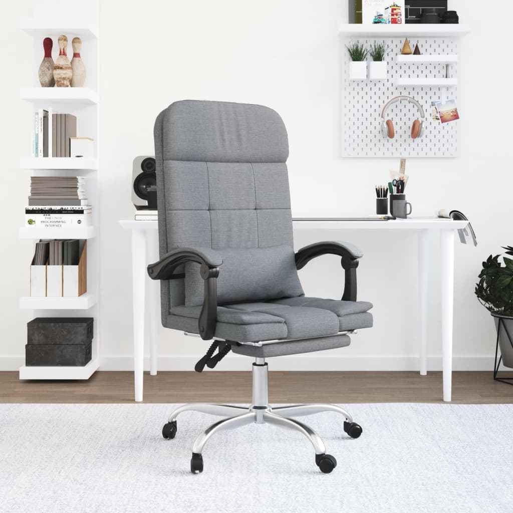 vidaXL Kantoorstoel massage verstelbaar stof taupe