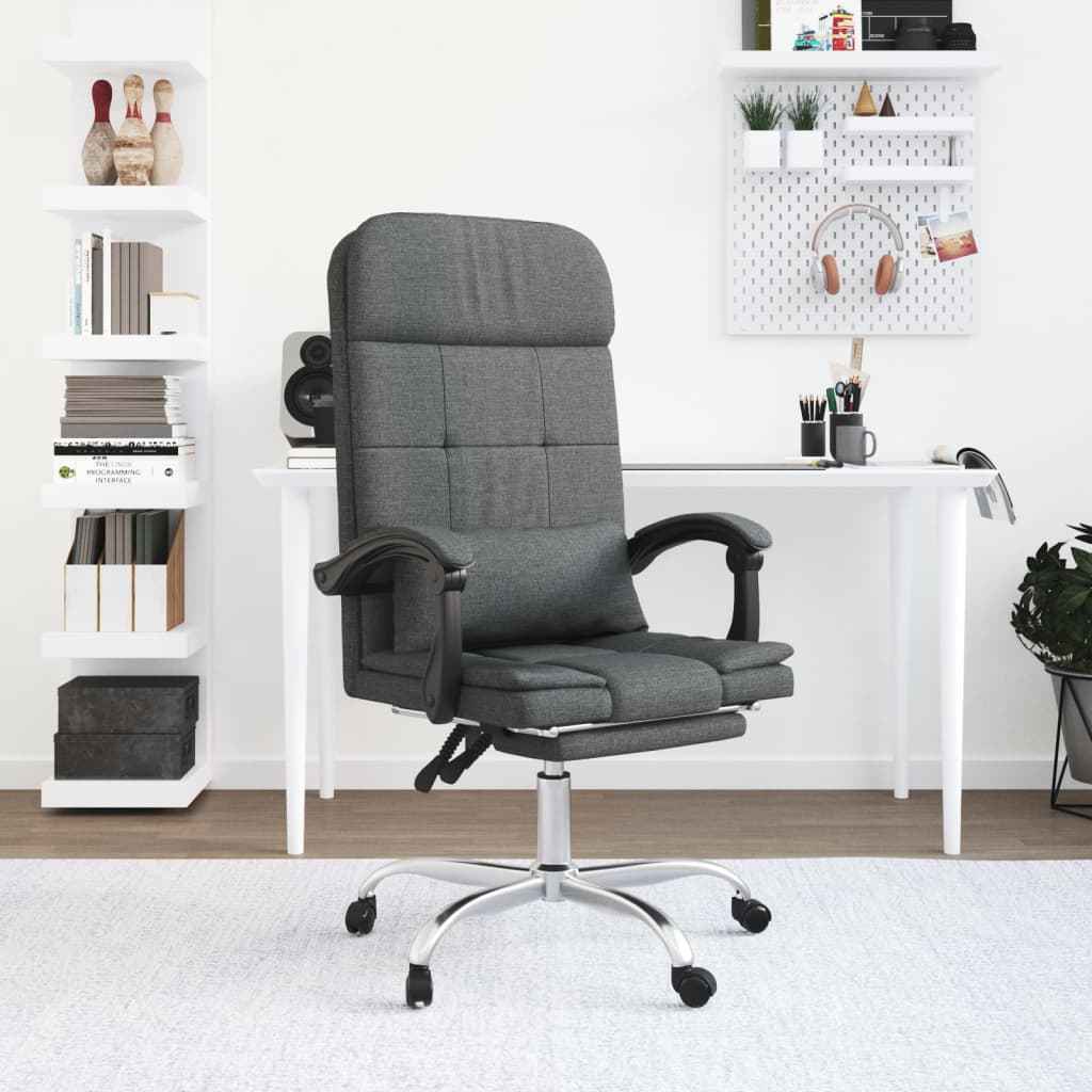 vidaXL Kantoorstoel massage verstelbaar stof taupe