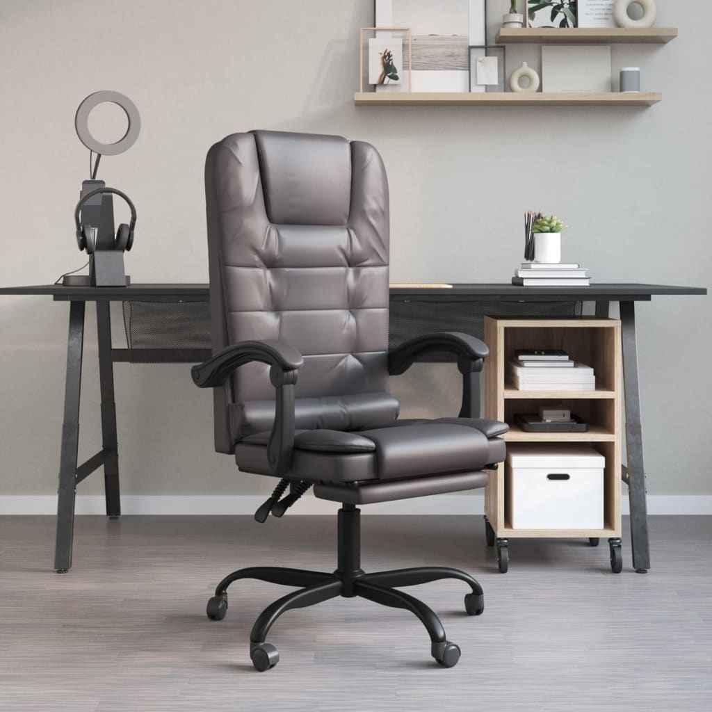 vidaXL Massage Relaxfauteuil voor op kantoor grijs kunstleer