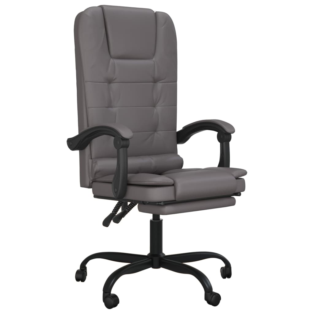 vidaXL Massage Relaxfauteuil voor op kantoor grijs kunstleer